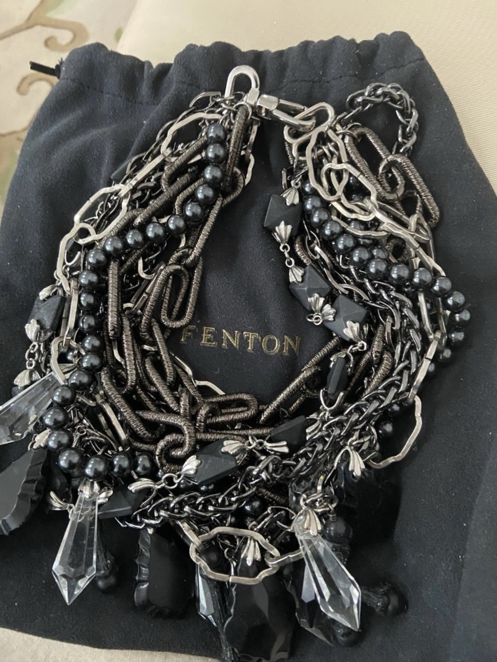 Fenton Black and Clear Multi-Strand Statement Necklace